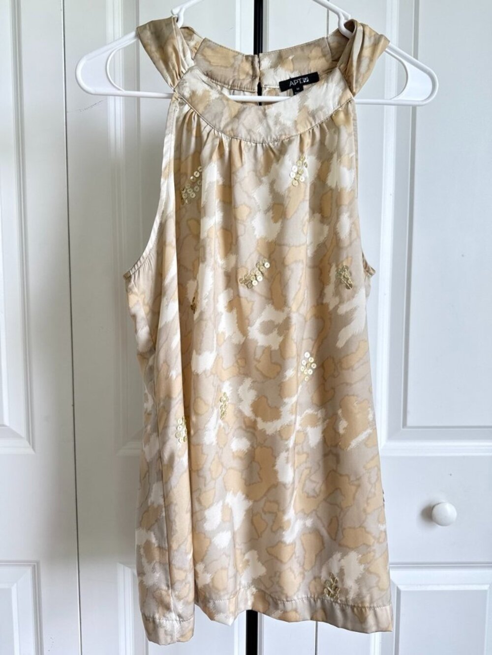 APT. 9 Champagne Beige Sequin Sleeveless Blouse Top M